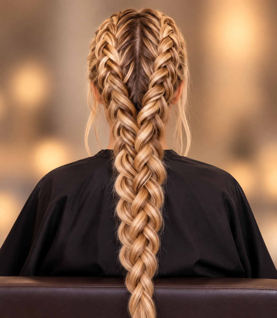 Luxuriöse blonde Doppel-Dutch-Braids