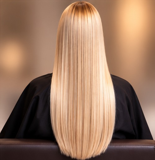 Langes glattes blondes Haar