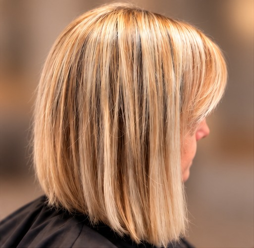 Moderner blonder Haarschnitt